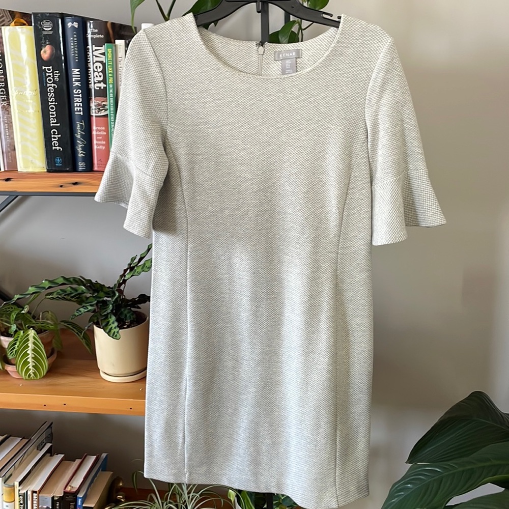 Grey flutter sleeve dress